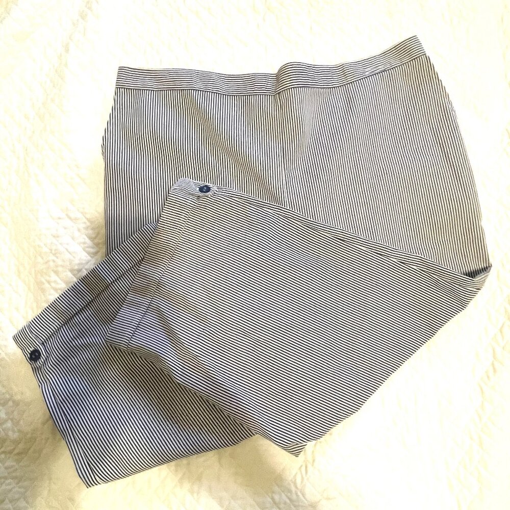 Alfred Dunner Navy & White Striped Slacks, Size 18